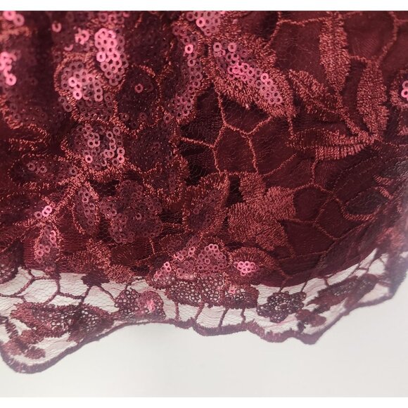 Adrianna Papell Women's Sz. 2 Burgundy Lace Knee Length Sheath Dress - Picture 4 of 8